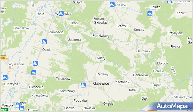 mapa Kużaj, Kużaj na mapie Targeo