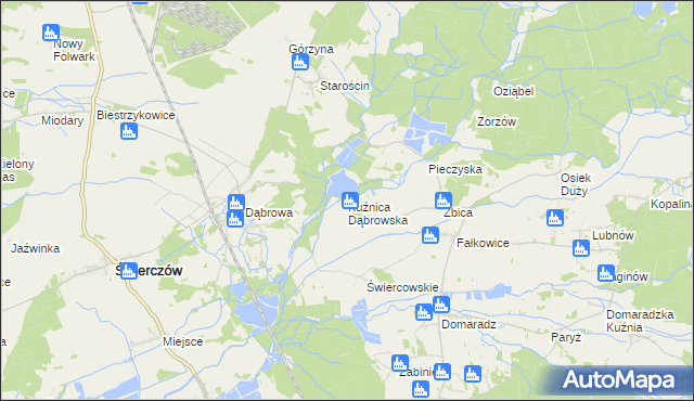 mapa Kuźnica Dąbrowska, Kuźnica Dąbrowska na mapie Targeo