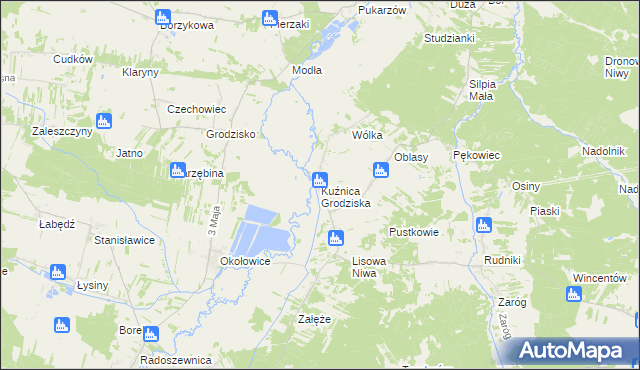 mapa Kuźnica Grodziska, Kuźnica Grodziska na mapie Targeo