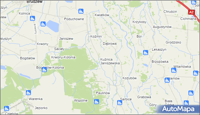 mapa Kuźnica Janiszewska, Kuźnica Janiszewska na mapie Targeo