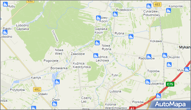 mapa Kuźnica Lechowa, Kuźnica Lechowa na mapie Targeo