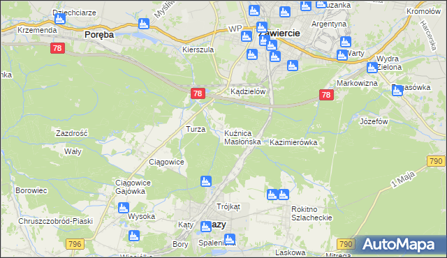 mapa Kuźnica Masłońska, Kuźnica Masłońska na mapie Targeo