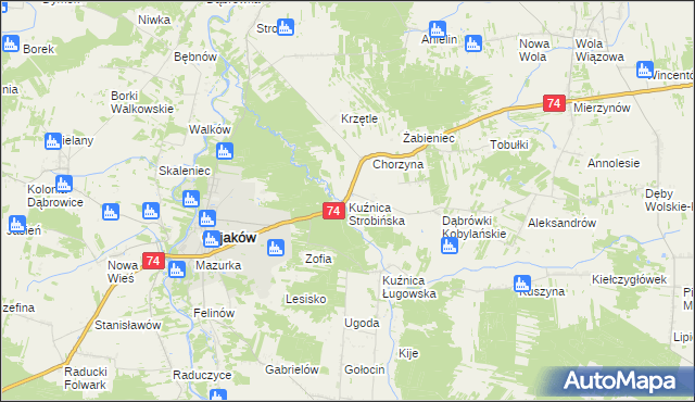 mapa Kuźnica Strobińska, Kuźnica Strobińska na mapie Targeo