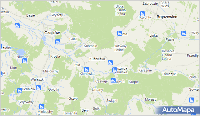 mapa Kuźnica Zagrzebska, Kuźnica Zagrzebska na mapie Targeo