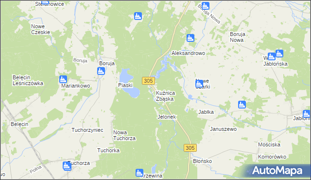 mapa Kuźnica Zbąska, Kuźnica Zbąska na mapie Targeo