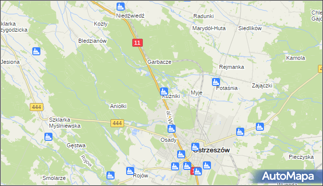 mapa Kuźniki gmina Ostrzeszów, Kuźniki gmina Ostrzeszów na mapie Targeo