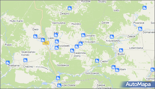 mapa Kwaśniów Górny, Kwaśniów Górny na mapie Targeo