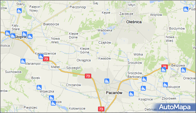 mapa Kwasów, Kwasów na mapie Targeo