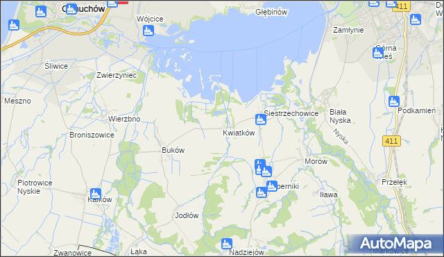 mapa Kwiatków gmina Otmuchów, Kwiatków gmina Otmuchów na mapie Targeo