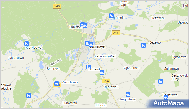 mapa Łabiszyn-Wieś, Łabiszyn-Wieś na mapie Targeo