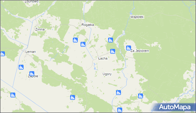 mapa Łacha gmina Turośl, Łacha gmina Turośl na mapie Targeo