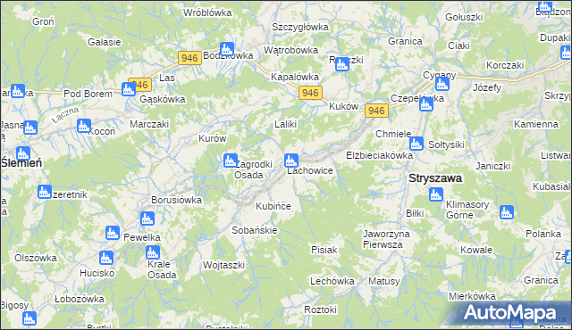 mapa Lachowice, Lachowice na mapie Targeo