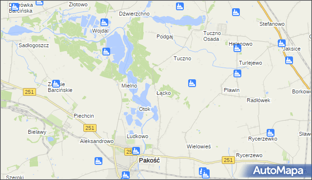 mapa Łącko gmina Pakość, Łącko gmina Pakość na mapie Targeo
