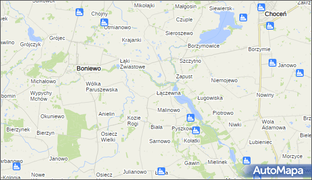 mapa Łączewna gmina Boniewo, Łączewna gmina Boniewo na mapie Targeo