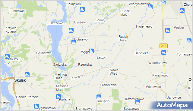 mapa Łączki gmina Piotrków Kujawski, Łączki gmina Piotrków Kujawski na mapie Targeo