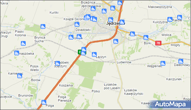 mapa Łączyn, Łączyn na mapie Targeo