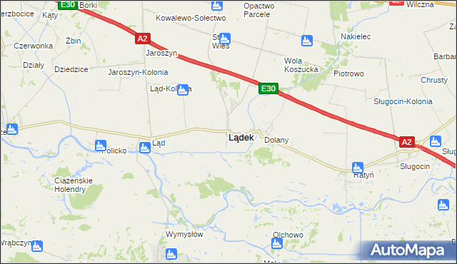 mapa Lądek powiat słupecki, Lądek powiat słupecki na mapie Targeo