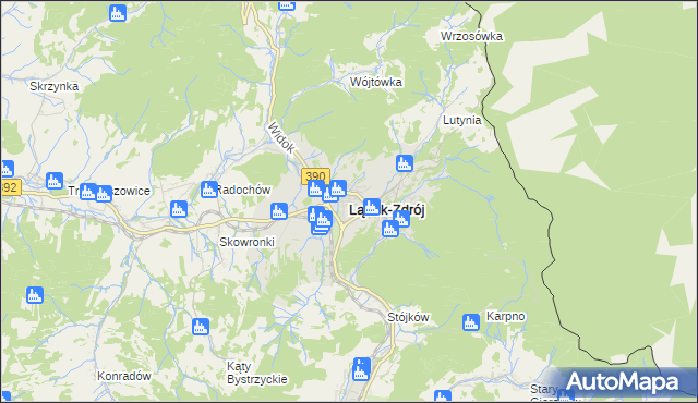 mapa Lądek-Zdrój, Lądek-Zdrój na mapie Targeo