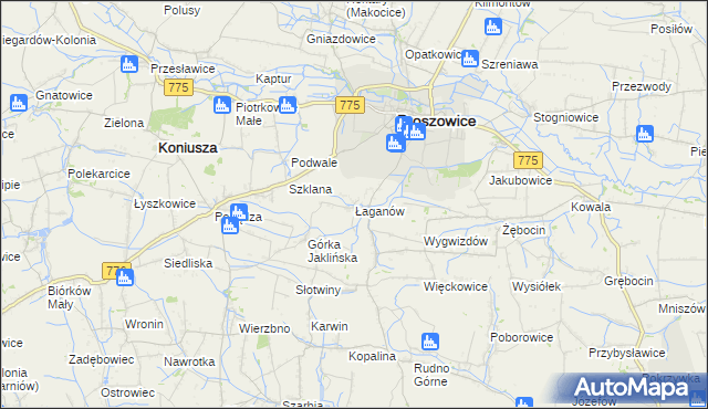 mapa Łaganów, Łaganów na mapie Targeo