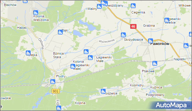 mapa Łagiewniki Małe, Łagiewniki Małe na mapie Targeo