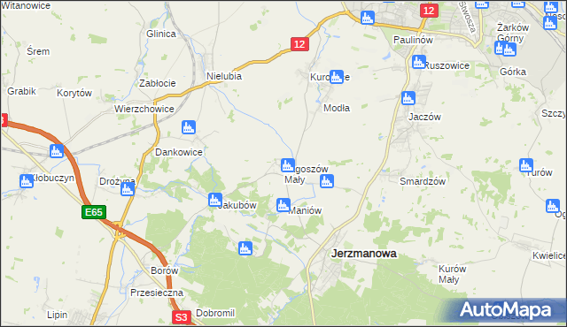 mapa Łagoszów Mały, Łagoszów Mały na mapie Targeo