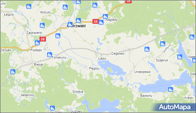 mapa Łajsy gmina Gietrzwałd, Łajsy gmina Gietrzwałd na mapie Targeo