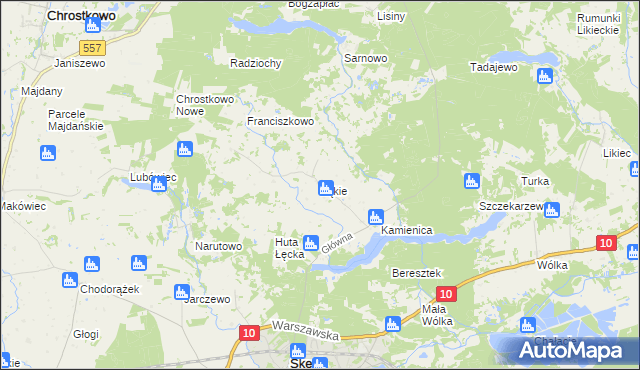 mapa Łąkie gmina Skępe, Łąkie gmina Skępe na mapie Targeo