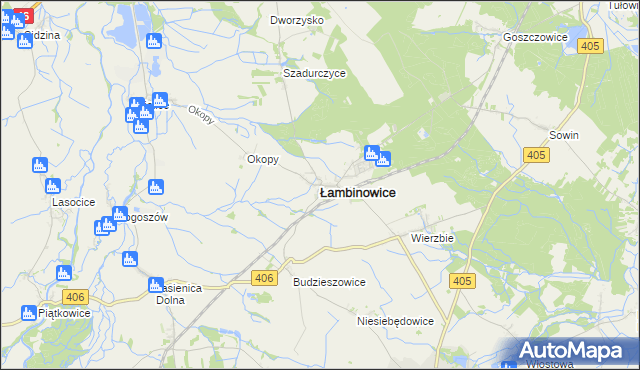 mapa Łambinowice, Łambinowice na mapie Targeo