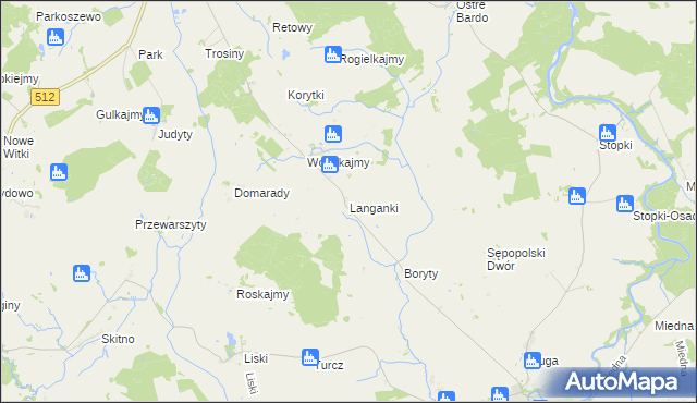 mapa Langanki gmina Sępopol, Langanki gmina Sępopol na mapie Targeo