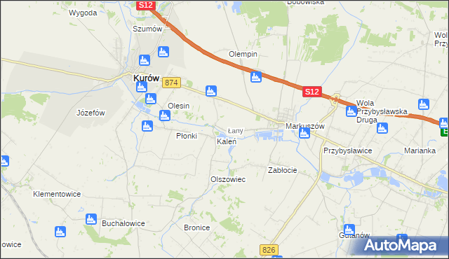 mapa Łany gmina Markuszów, Łany gmina Markuszów na mapie Targeo