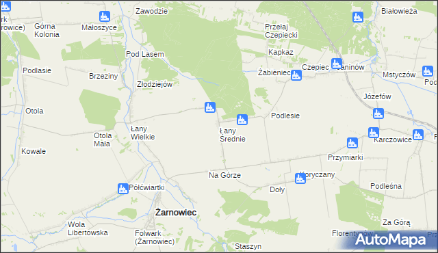 mapa Łany Średnie, Łany Średnie na mapie Targeo