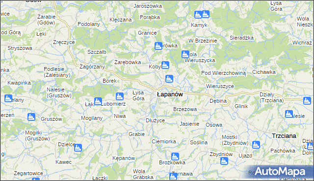 mapa Łapanów, Łapanów na mapie Targeo