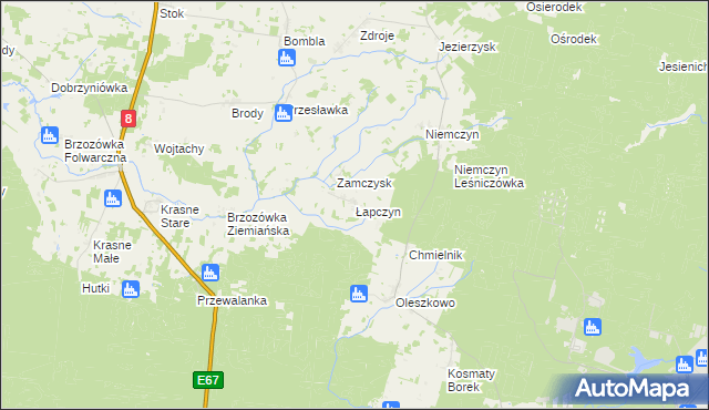 mapa Łapczyn, Łapczyn na mapie Targeo