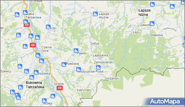 mapa Łapszanka, Łapszanka na mapie Targeo