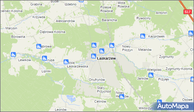 mapa Łaskarzew, Łaskarzew na mapie Targeo