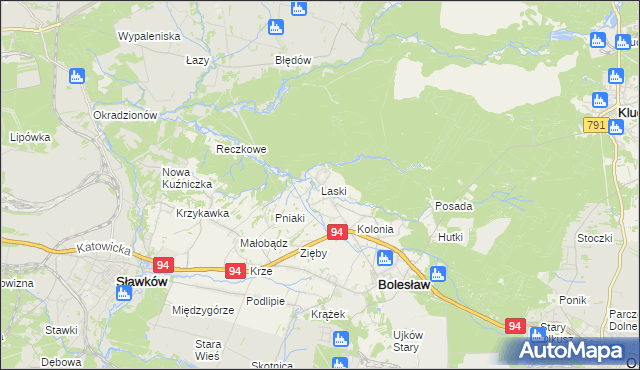 mapa Laski gmina Bolesław, Laski gmina Bolesław na mapie Targeo