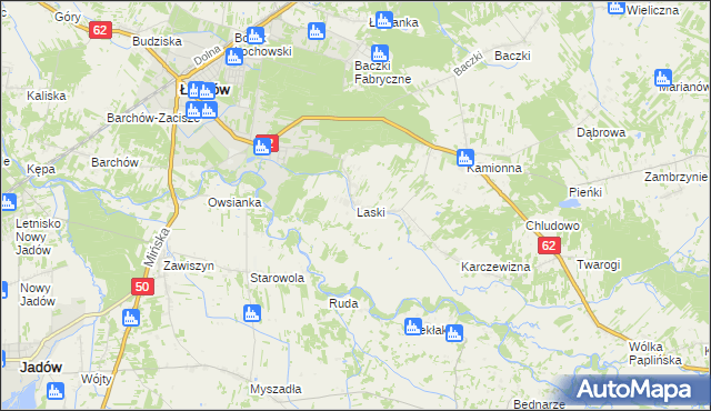 mapa Laski gmina Łochów, Laski gmina Łochów na mapie Targeo