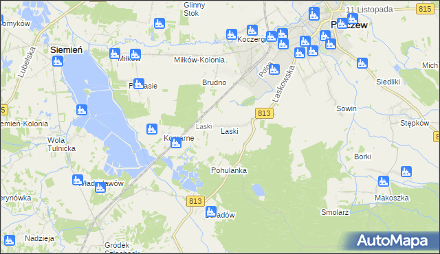 mapa Laski gmina Parczew, Laski gmina Parczew na mapie Targeo