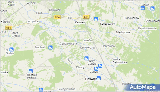 mapa Laskowizna gmina Poświętne, Laskowizna gmina Poświętne na mapie Targeo