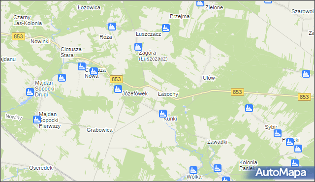 mapa Łasochy, Łasochy na mapie Targeo