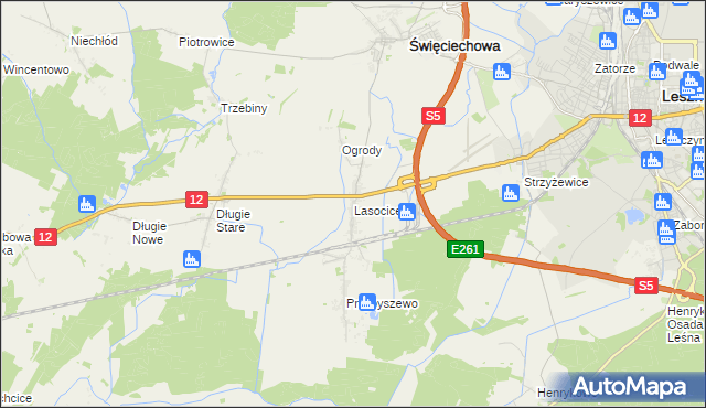 mapa Lasocice gmina Święciechowa, Lasocice gmina Święciechowa na mapie Targeo