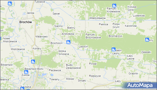 mapa Lasocin gmina Brochów, Lasocin gmina Brochów na mapie Targeo