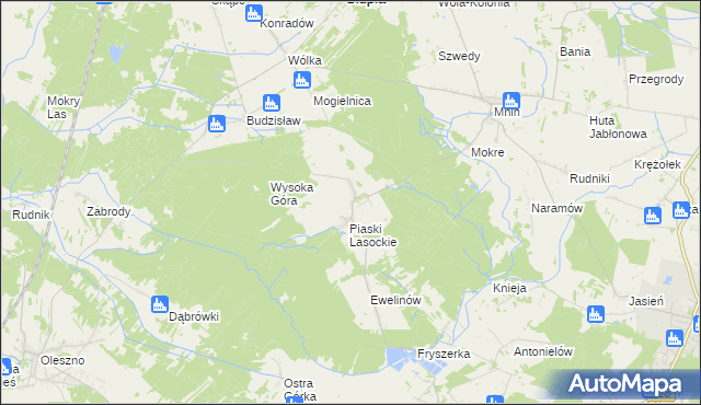 mapa Lasocin gmina Łopuszno, Lasocin gmina Łopuszno na mapie Targeo