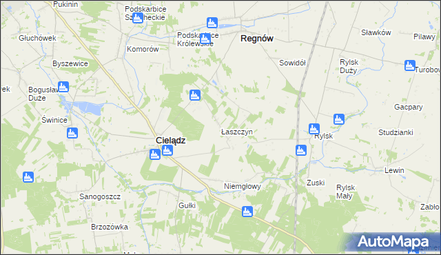 mapa Łaszczyn gmina Cielądz, Łaszczyn gmina Cielądz na mapie Targeo