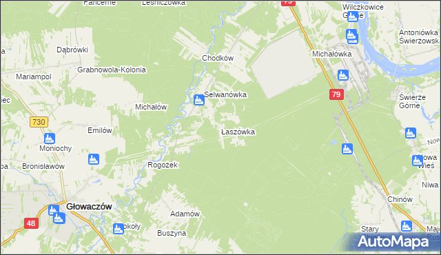 mapa Łaszówka, Łaszówka na mapie Targeo