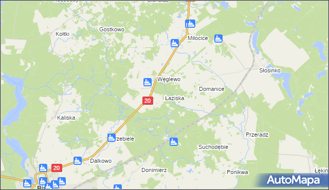 mapa Łaziska gmina Miastko, Łaziska gmina Miastko na mapie Targeo