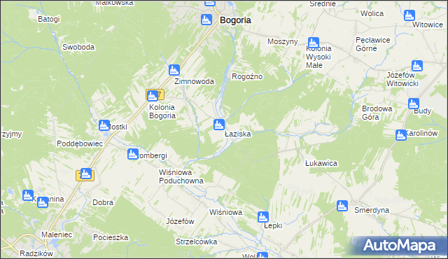 mapa Łaziska gmina Staszów, Łaziska gmina Staszów na mapie Targeo