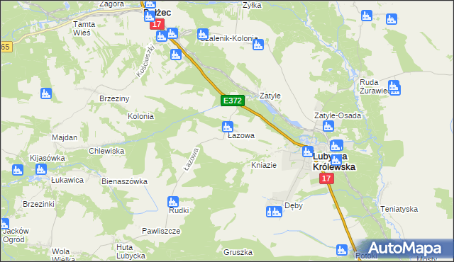 mapa Łazowa, Łazowa na mapie Targeo