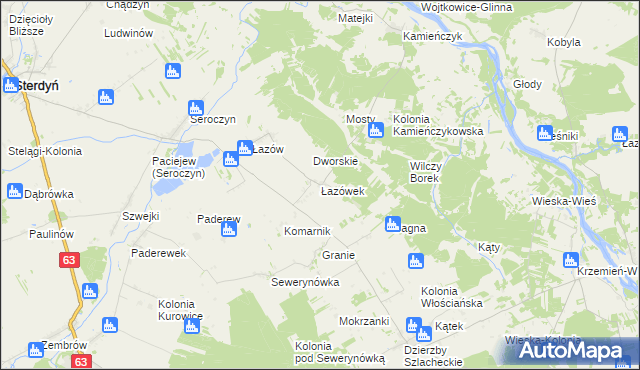 mapa Łazówek, Łazówek na mapie Targeo