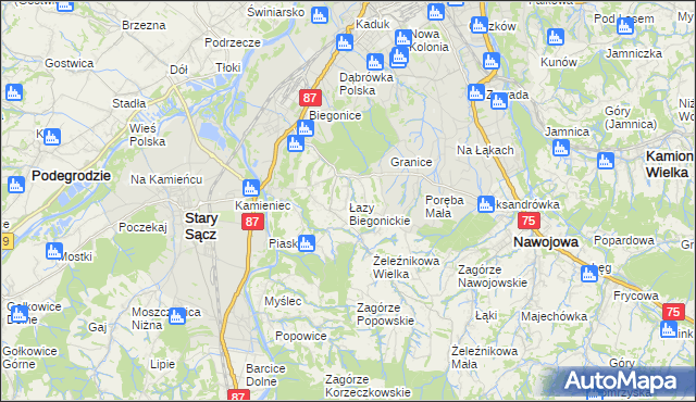 mapa Łazy Biegonickie, Łazy Biegonickie na mapie Targeo